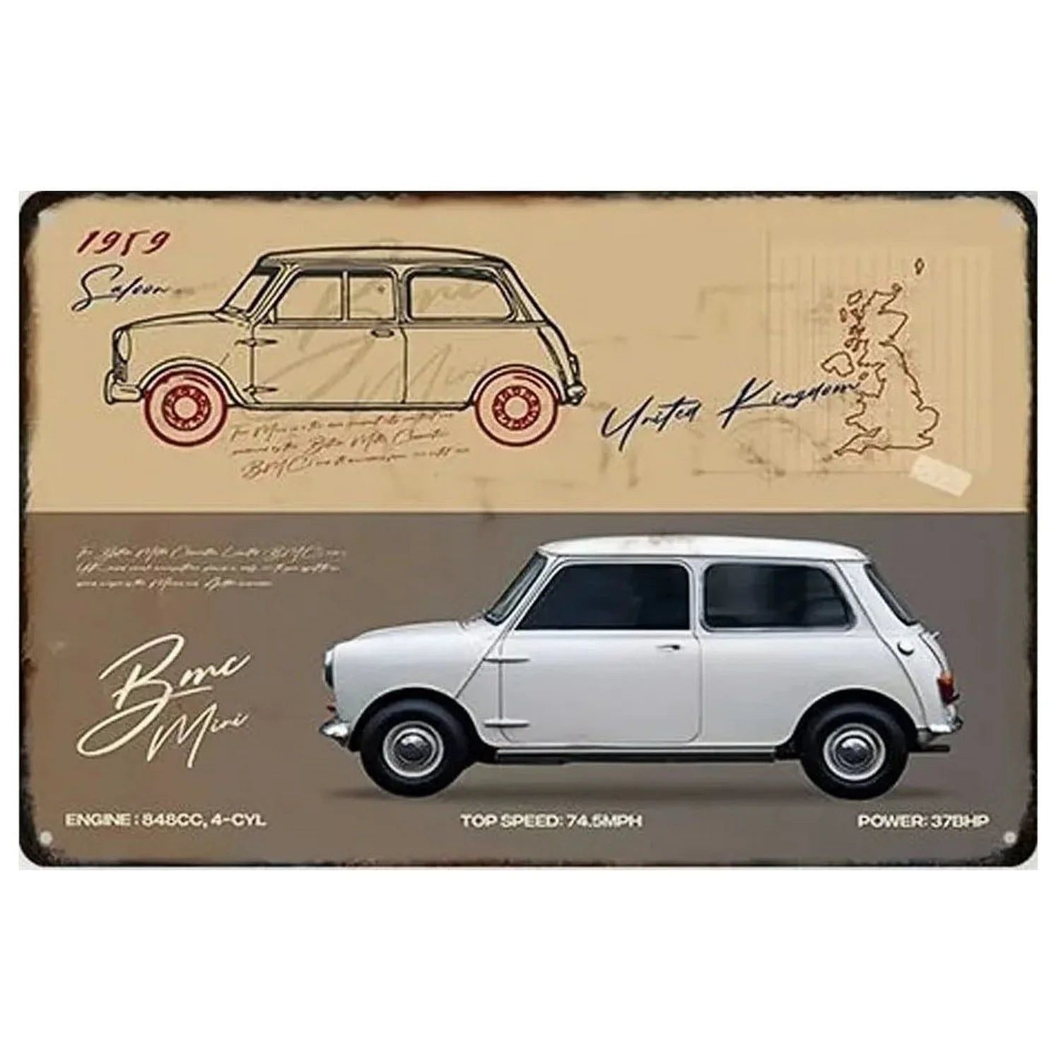 Classic Car Metal Tin Signs Vintage Auto Retro Tin Plaque Man Cave Game Room Decor Home Bar Club Cafe Garage Wall Art Decoration - Grand Goldman