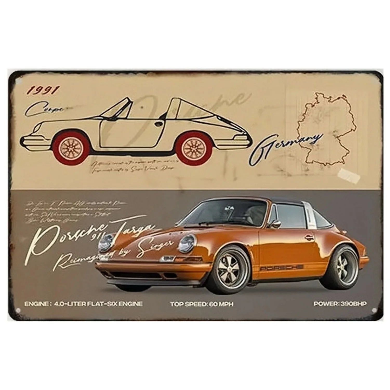 Classic Car Metal Tin Signs Vintage Auto Retro Tin Plaque Man Cave Game Room Decor Home Bar Club Cafe Garage Wall Art Decoration - Grand Goldman