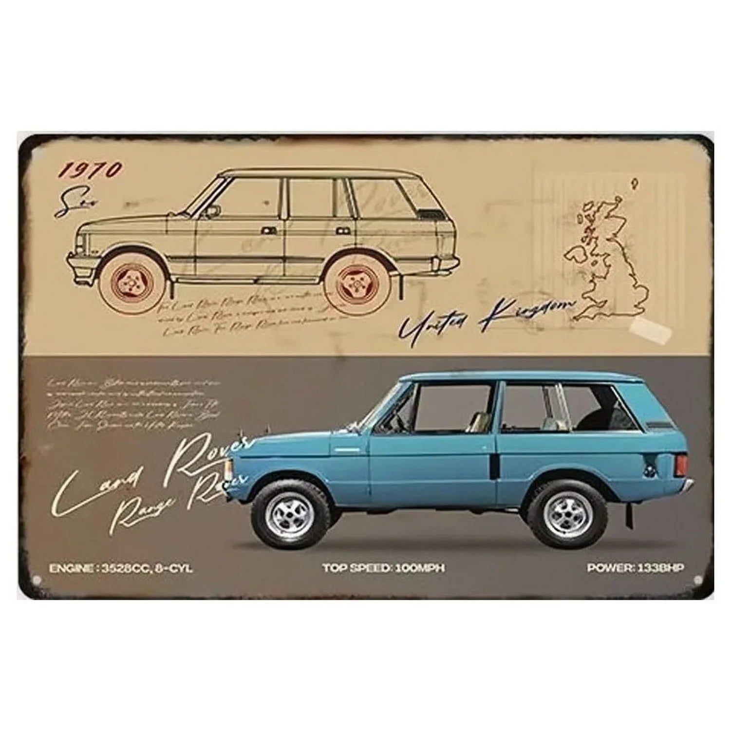 Classic Car Metal Tin Signs Vintage Auto Retro Tin Plaque Man Cave Game Room Decor Home Bar Club Cafe Garage Wall Art Decoration - Grand Goldman