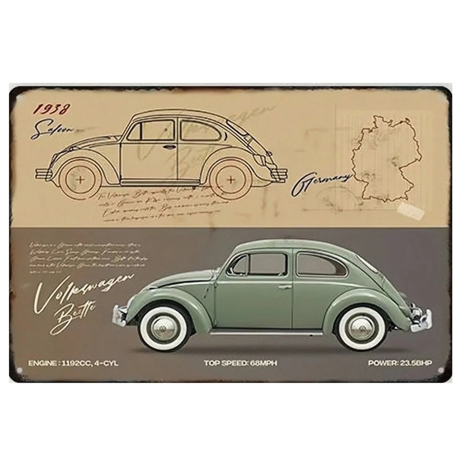 Classic Car Metal Tin Signs Vintage Auto Retro Tin Plaque Man Cave Game Room Decor Home Bar Club Cafe Garage Wall Art Decoration - Grand Goldman