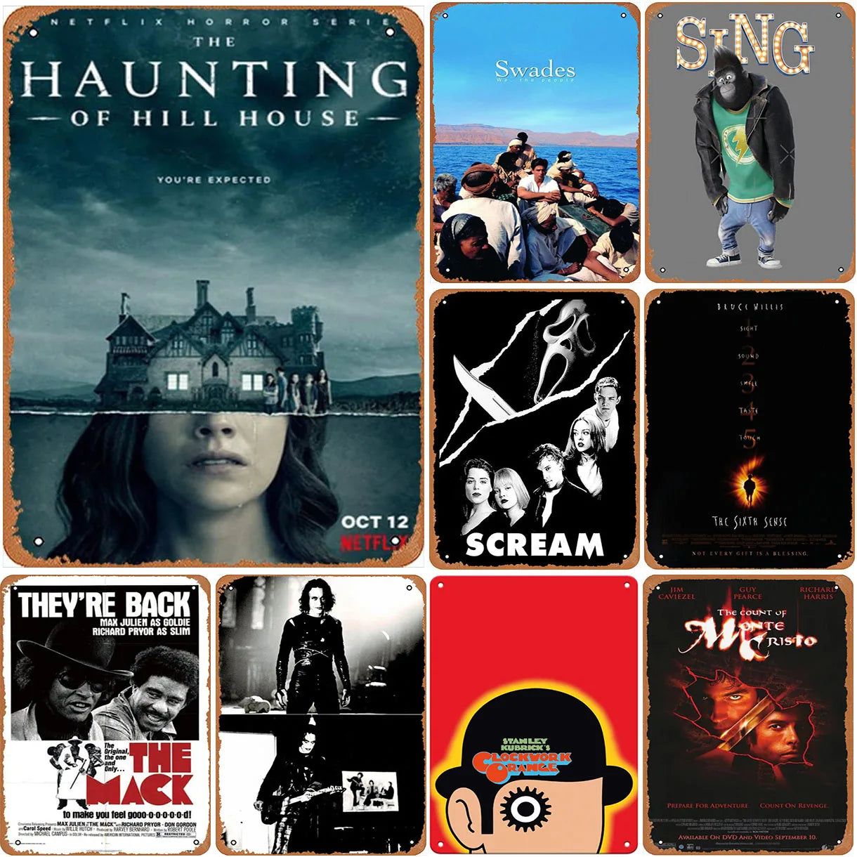 Classic Movie Metal Tin Signs Scream Sing Hunting Posters Plate Wall Decor for Home Film Bars Man Cave Cafe Clubs Garage Retro - Grand Goldman