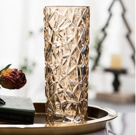 Classical European Golden Crystal Glass Vase Creative Glass Flower - Grand Goldman