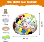 Clear Stuffed Animal Storage Bean Bag Chair Cover for Kids, Extra Large Waterparoof Beanbag Chair Cover with Zipper, PVC Bean Bag Chair for Children Plush Toys Storage & Organizing - Grand Goldman
