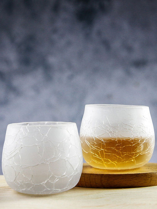 Clear Wine Glass Japanese Style Ice Crack Tea Cup - Grand Goldman