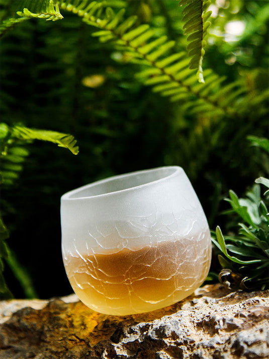 Clear Wine Glass Japanese Style Ice Crack Tea Cup - Grand Goldman