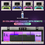 Clikuutory Modern LED 63 inch Long TV Stand with Large Storage Drawer for 50 55 60 65 70 75 Inch TVs, Black Wood TV Console with High Glossy Entertainment Center for Living Room, Bedroom, Black - Grand Goldman