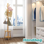 Coat Rack, Bamboo Wood Coat Freestanding with Umbrella Holder, Adjustable Height Coat Stand with 8 Hooks, kids coat rack, Used In The Bedroom Living Room, Office To Hang Clothes, Hats, Bags (Black) - Grand Goldman