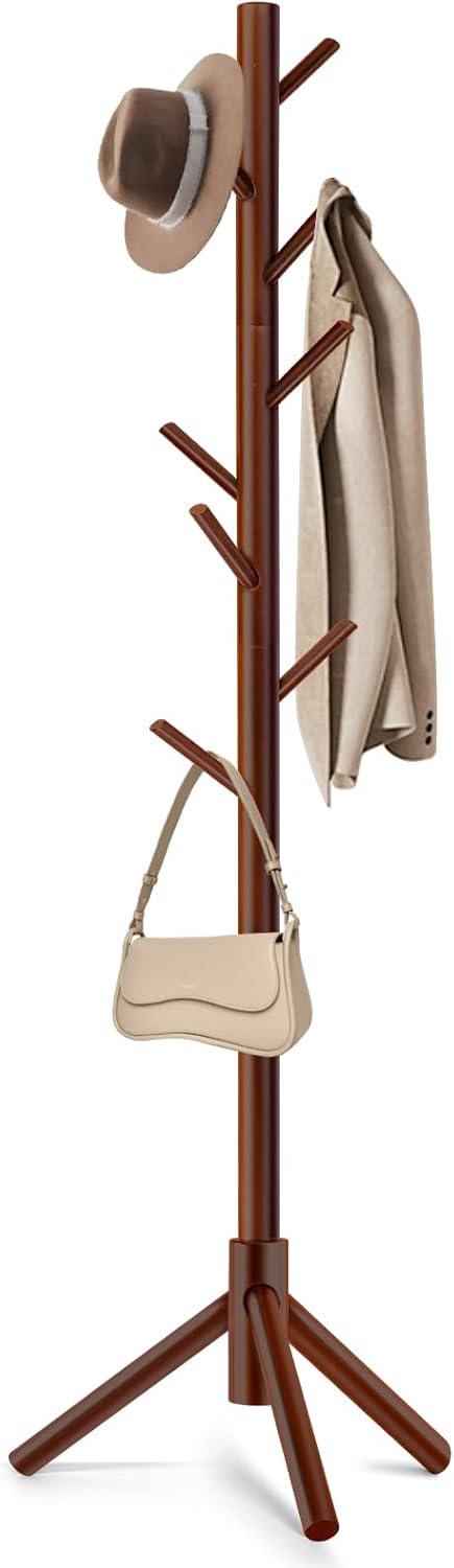 Coat Rack, Freestanding Coat Rack with 8 Hooks and 3 Adjustable Size Tree Coat Racks for Bedroom, Hallway, Entrance, Office, for Hats, Coats, Scarves, Handbags - Grand Goldman