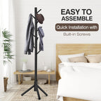 Coat Rack, Freestanding Coat Rack with 8 Hooks and 3 Adjustable Size Tree Coat Racks for Bedroom, Hallway, Entrance, Office, for Hats, Coats, Scarves, Handbags - Grand Goldman