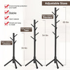 Coat Rack, Freestanding Coat Rack with 8 Hooks and 3 Adjustable Size Tree Coat Racks for Bedroom, Hallway, Entrance, Office, for Hats, Coats, Scarves, Handbags - Grand Goldman
