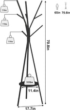 Coat Rack Hat Stand Free Standing Display Hall Tree Metal Hat Hanger Garment Storage Holder with 9 Hooks for Clothes Hats and Scarves in Gold,17.72"Wx17.72"Dx70.87" - Grand Goldman