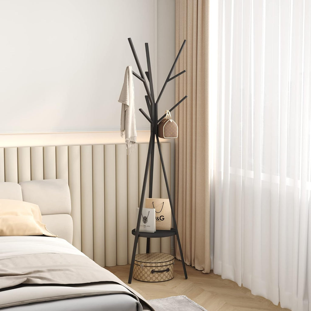 Coat Rack Hat Stand Free Standing Display Hall Tree Metal Hat Hanger Garment Storage Holder with 9 Hooks for Clothes Hats and Scarves in Gold,17.72"Wx17.72"Dx70.87" - Grand Goldman