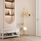 Coat Rack Hat Stand Free Standing Display Hall Tree Metal Hat Hanger Garment Storage Holder with 9 Hooks for Clothes Hats and Scarves in Gold,17.72"Wx17.72"Dx70.87" - Grand Goldman