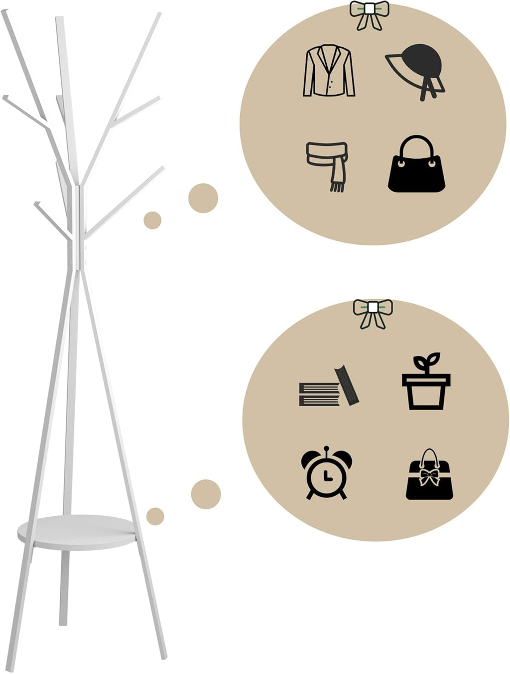 Coat Rack Hat Stand Free Standing Display Hall Tree Metal Hat Hanger Garment Storage Holder with 9 Hooks for Clothes Hats and Scarves in Gold,17.72"Wx17.72"Dx70.87" - Grand Goldman