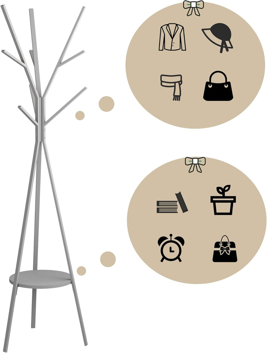 Coat Rack Hat Stand Free Standing Display Hall Tree Metal Hat Hanger Garment Storage Holder with 9 Hooks for Clothes Hats and Scarves in Gold,17.72"Wx17.72"Dx70.87" - Grand Goldman