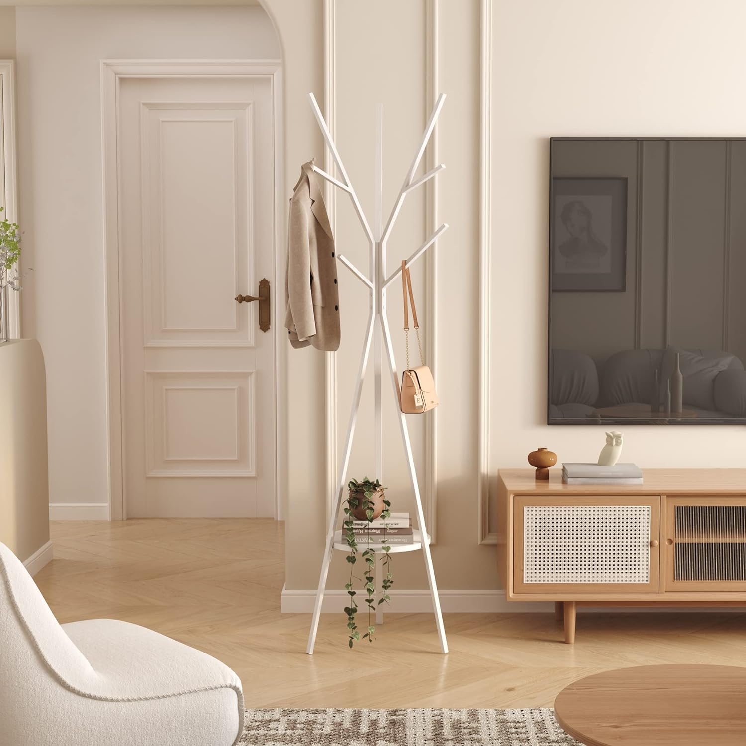 Coat Rack Hat Stand Free Standing Display Hall Tree Metal Hat Hanger Garment Storage Holder with 9 Hooks for Clothes Hats and Scarves in Gold,17.72"Wx17.72"Dx70.87" - Grand Goldman