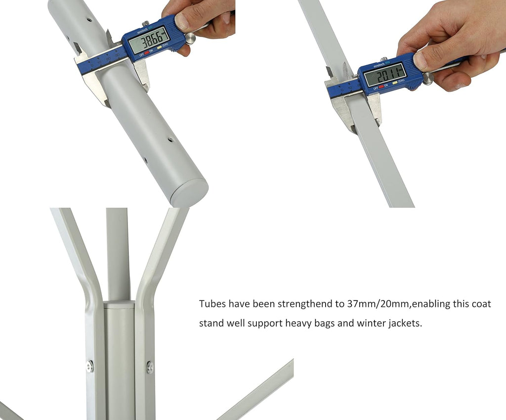 Coat Rack Hat Stand Free Standing Display Hall Tree Metal Hat Hanger Garment Storage Holder with 9 Hooks for Clothes Hats and Scarves in Gold,17.72"Wx17.72"Dx70.87" - Grand Goldman