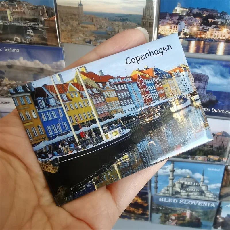 Coated Paper Fridge Magnets Tourist Souvenir Marseille Amsterdam Crotia Netherland Iceland Spain Belgium Italy Travel Gift Decor - Grand Goldman
