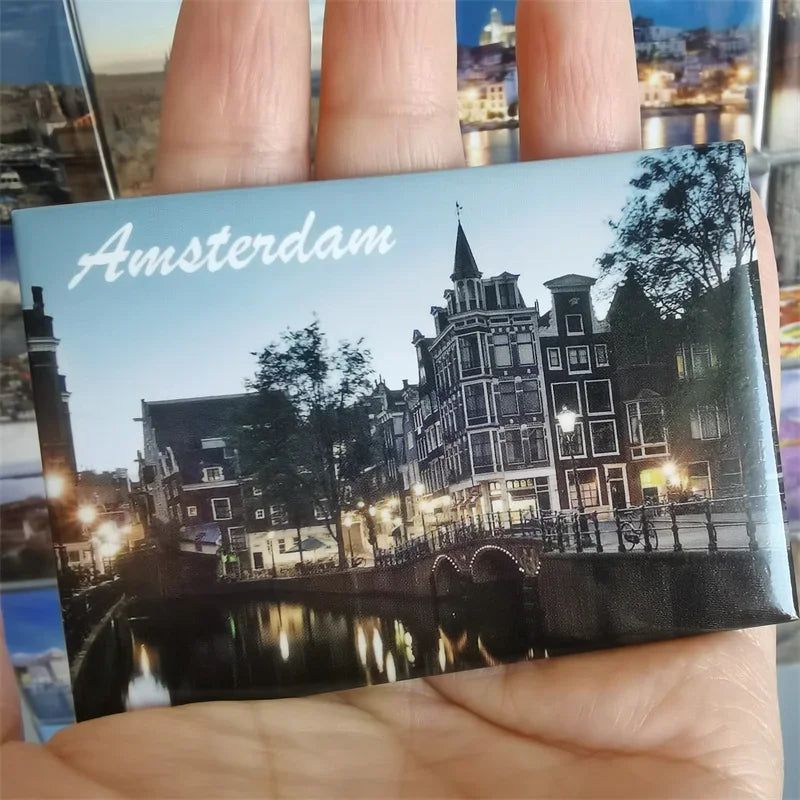 Coated Paper Fridge Magnets Tourist Souvenir Marseille Amsterdam Crotia Netherland Iceland Spain Belgium Italy Travel Gift Decor - Grand Goldman