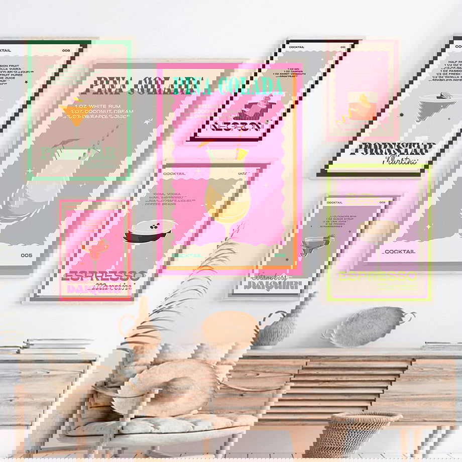 Cocktail Mojito Bar Vintage Wall Art Canvas Painting - Grand Goldman