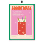 Cocktail Mojito Bar Vintage Wall Art Canvas Painting - Grand Goldman