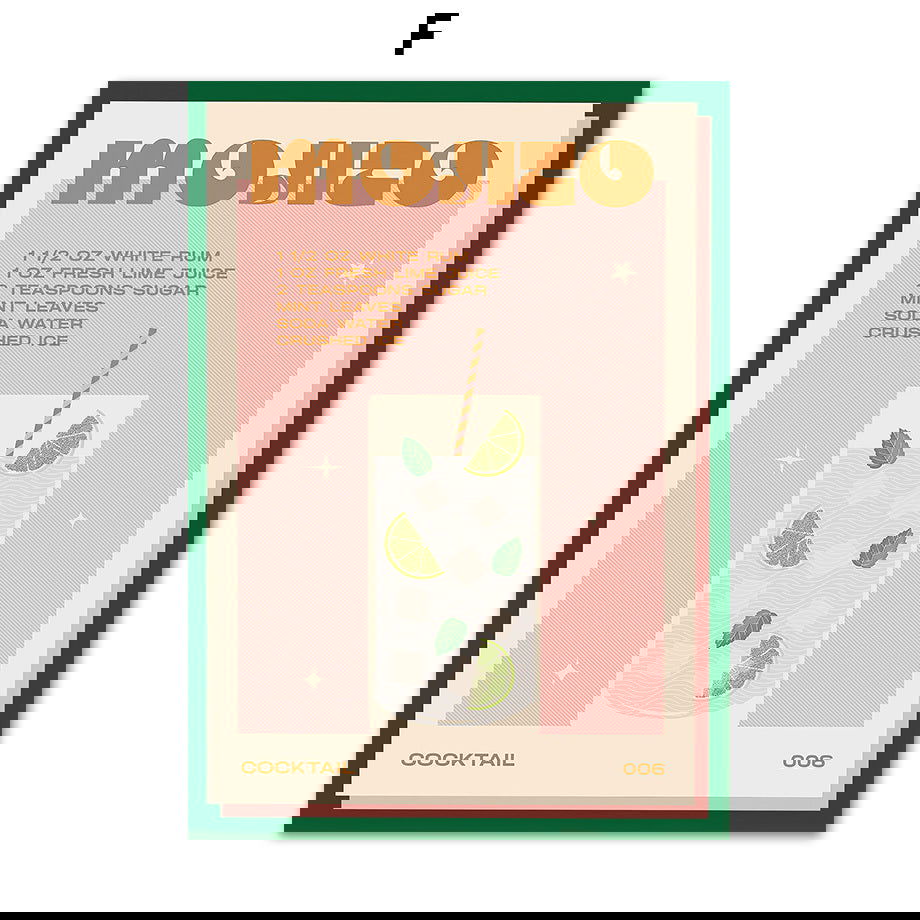 Cocktail Mojito Bar Vintage Wall Art Canvas Painting - Grand Goldman