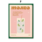 Cocktail Mojito Bar Vintage Wall Art Canvas Painting - Grand Goldman