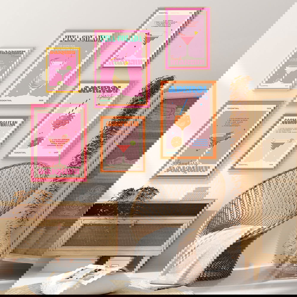 Cocktail Mojito Bar Vintage Wall Art Canvas Painting - Grand Goldman