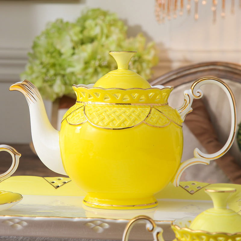 Coffee Cup And Saucer Set Ceramic Light Luxury Bone China Flower Tea Cup And Tray - Grand Goldman