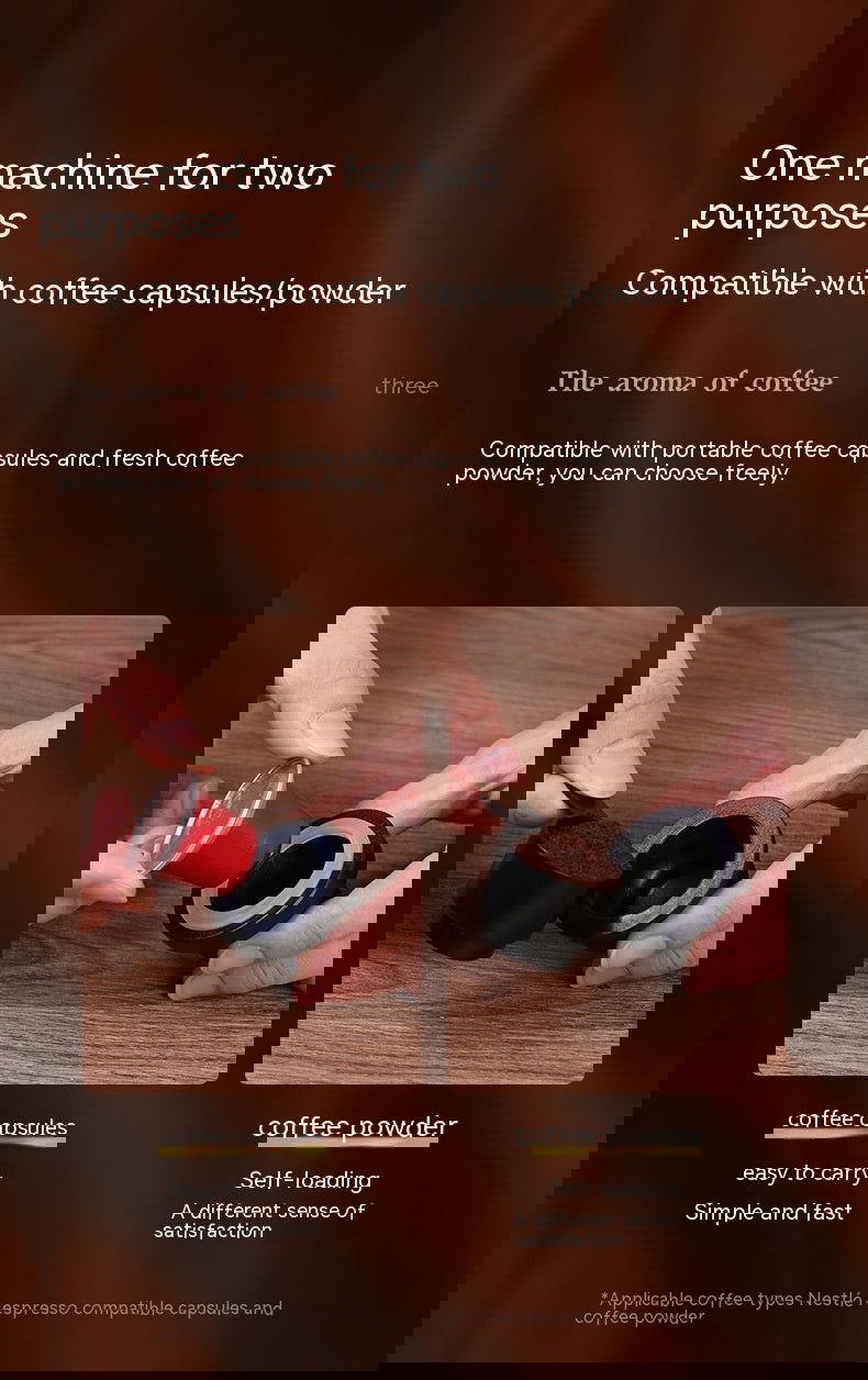 Coffee Machine Travel Portable Outdoor Small Concentrated Mini Capsule Ground Coffee Dual-use - Grand Goldman