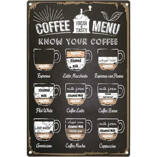 Coffee Metal Tin Signs Vintage Plaque Metal Plate Retro Wall Art Posters for Cafe Kitchen Bar Pub Clubs Iron Painting Decoration - Grand Goldman