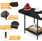 Coffee Tables for Living Room,2-Tier Small Coffee Table Industrial Modern Black Coffee Table with Storage Shelf and Wood Tabletop for Small Space,Home Office - Grand Goldman