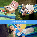 Colel Hammock, Cotton Canvas Hammock Portable Camping Hammock with Carrying Bag Two Anti Roll Balance Beam Metal Carabiner Ropes and Tree Straps for Travel Patio Garden - Grand Goldman