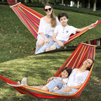 Colel Hammock, Cotton Canvas Hammock Portable Camping Hammock with Carrying Bag Two Anti Roll Balance Beam Metal Carabiner Ropes and Tree Straps for Travel Patio Garden - Grand Goldman
