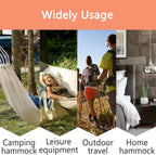 Colel Hammock, Cotton Canvas Hammock Portable Camping Hammock with Carrying Bag Two Anti Roll Balance Beam Metal Carabiner Ropes and Tree Straps for Travel Patio Garden - Grand Goldman