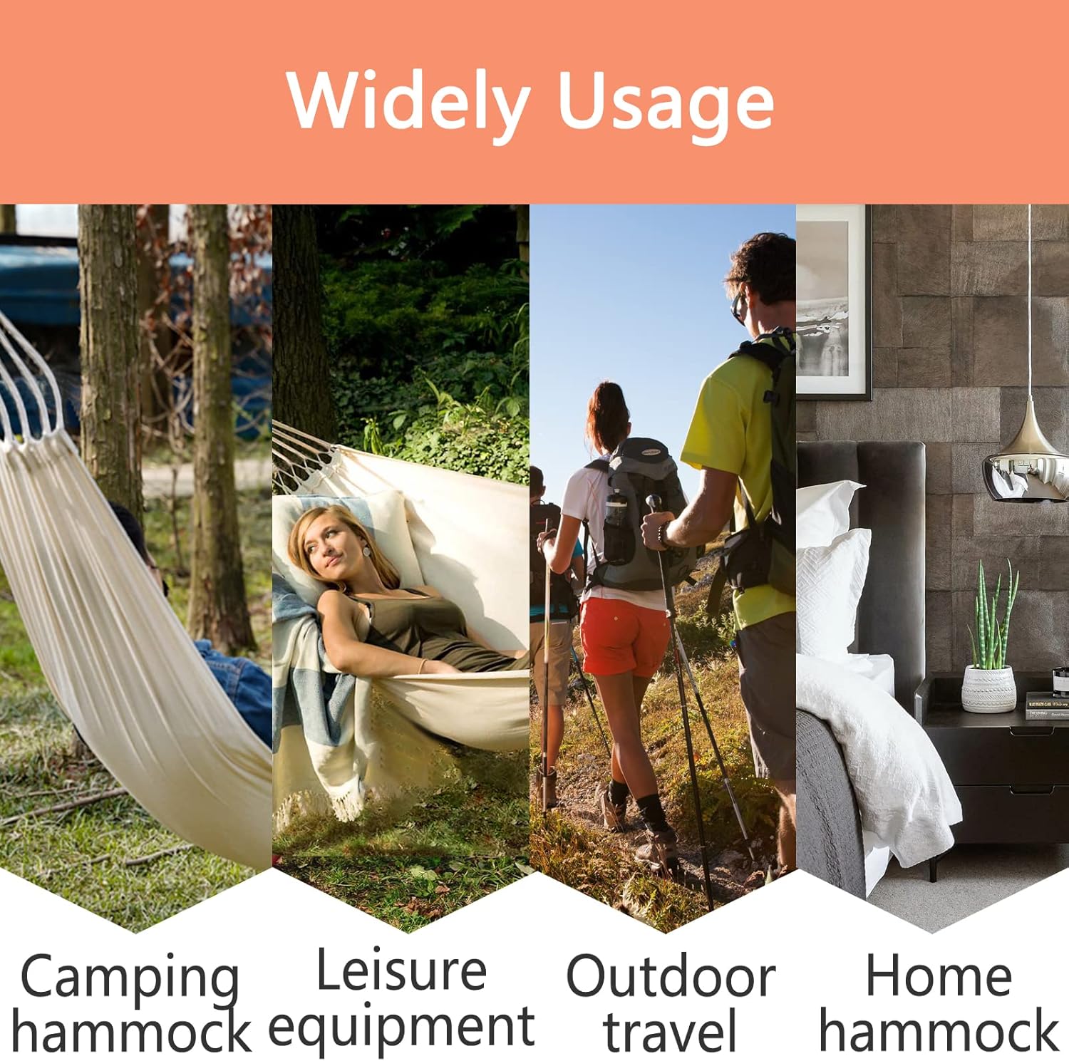 Colel Hammock, Cotton Canvas Hammock Portable Camping Hammock with Carrying Bag Two Anti Roll Balance Beam Metal Carabiner Ropes and Tree Straps for Travel Patio Garden - Grand Goldman