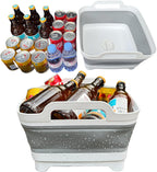 Collapsible Wash Basin for Baby Bottles with Drain Plug, 2.4 Gallons Space-Saving Camping Sink for RV, Collapsible Dish Tub (Gray) - Grand Goldman