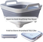 Collapsible Wash Basin for Baby Bottles with Drain Plug, 2.4 Gallons Space-Saving Camping Sink for RV, Collapsible Dish Tub (Gray) - Grand Goldman