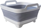 Collapsible Wash Basin for Baby Bottles with Drain Plug, 2.4 Gallons Space-Saving Camping Sink for RV, Collapsible Dish Tub (Gray) - Grand Goldman