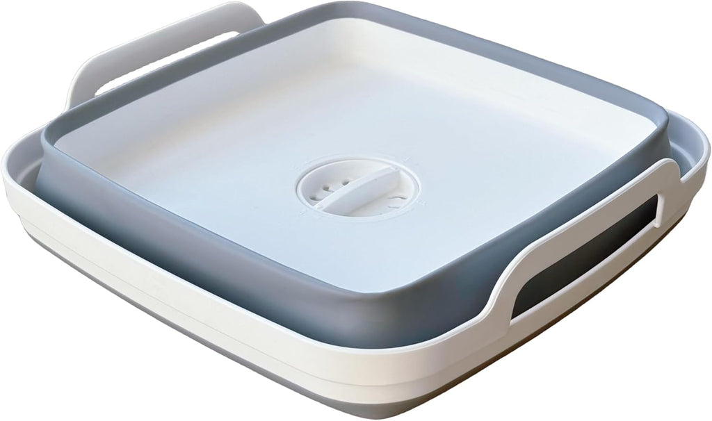 Collapsible Wash Basin for Baby Bottles with Drain Plug, 2.4 Gallons Space-Saving Camping Sink for RV, Collapsible Dish Tub (Gray) - Grand Goldman