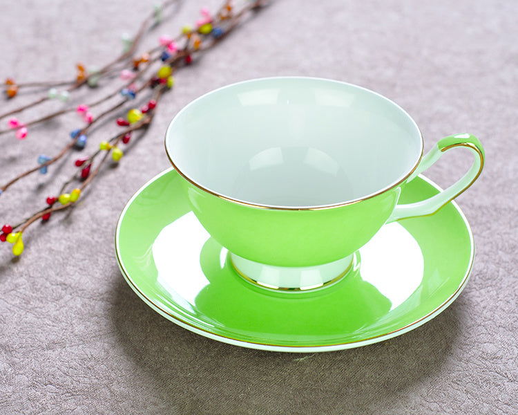 Color Coffee Bone China Coffee Cup And Saucer Set - Grand Goldman