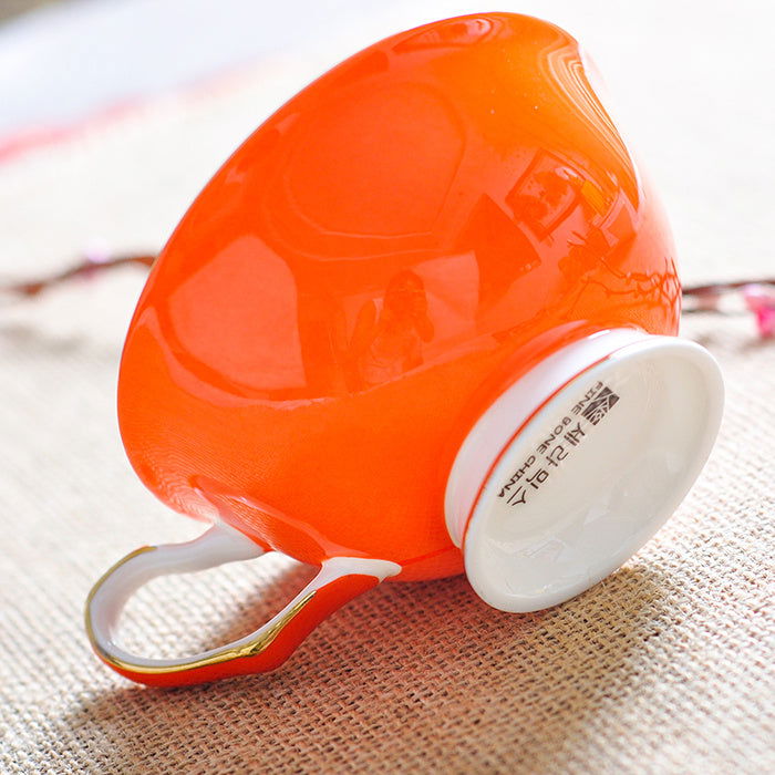 Color Coffee Bone China Coffee Cup And Saucer Set - Grand Goldman