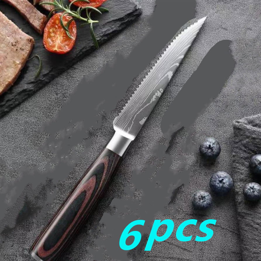 Color Wooden Handle Steak Knife Stainless Steel Western Kitchen Knives Kitchen Fruit Knife - Grand Goldman