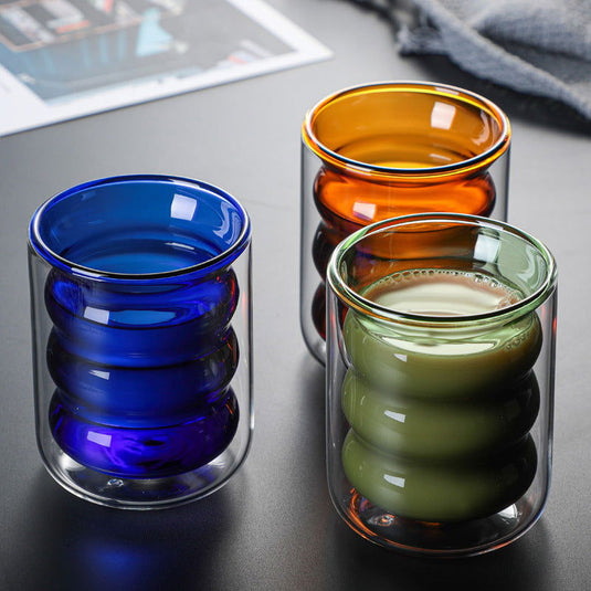 Colored Spiral Glass Double Cup - Grand Goldman