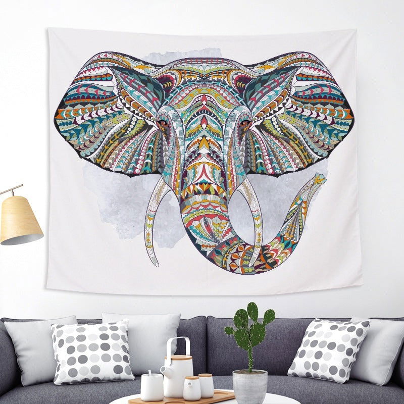 Colorful Elephant Peach Skin Tapestry Fabric Wall Decoration Hanging Cloth - Grand Goldman