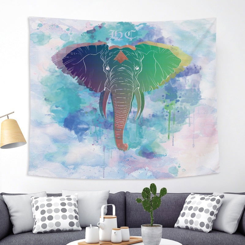 Colorful Elephant Peach Skin Tapestry Fabric Wall Decoration Hanging Cloth - Grand Goldman