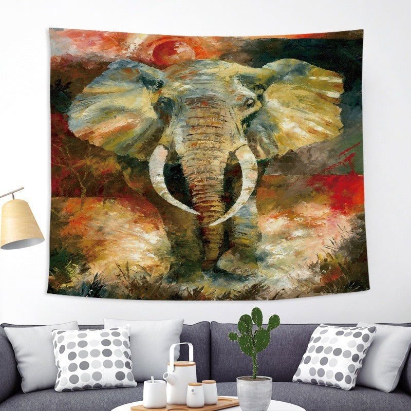Colorful Elephant Peach Skin Tapestry Fabric Wall Decoration Hanging Cloth - Grand Goldman