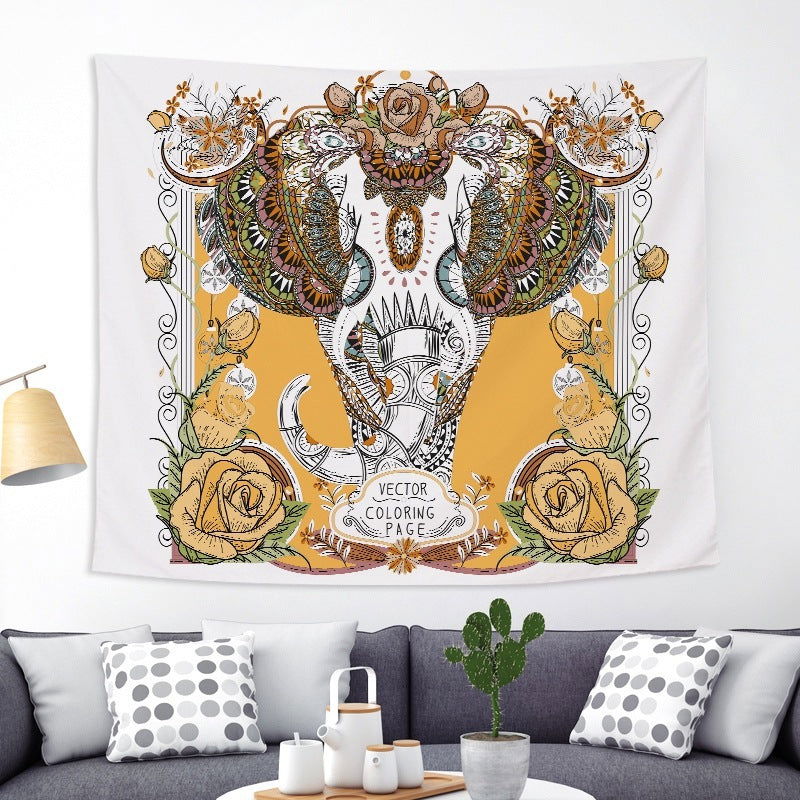 Colorful Elephant Peach Skin Tapestry Fabric Wall Decoration Hanging Cloth - Grand Goldman