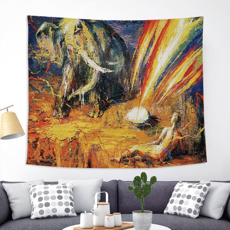 Colorful Elephant Peach Skin Tapestry Fabric Wall Decoration Hanging Cloth - Grand Goldman
