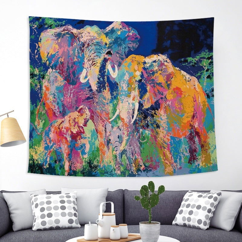 Colorful Elephant Peach Skin Tapestry Fabric Wall Decoration Hanging Cloth - Grand Goldman